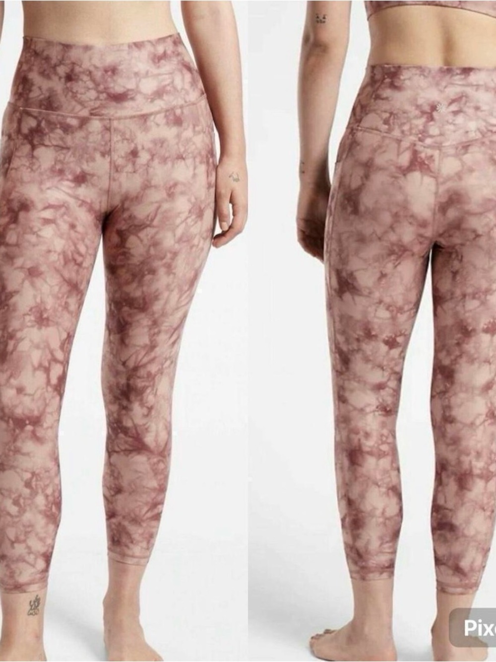 Athleta Rose Taupe Tie-Dye High-Rise Leggings